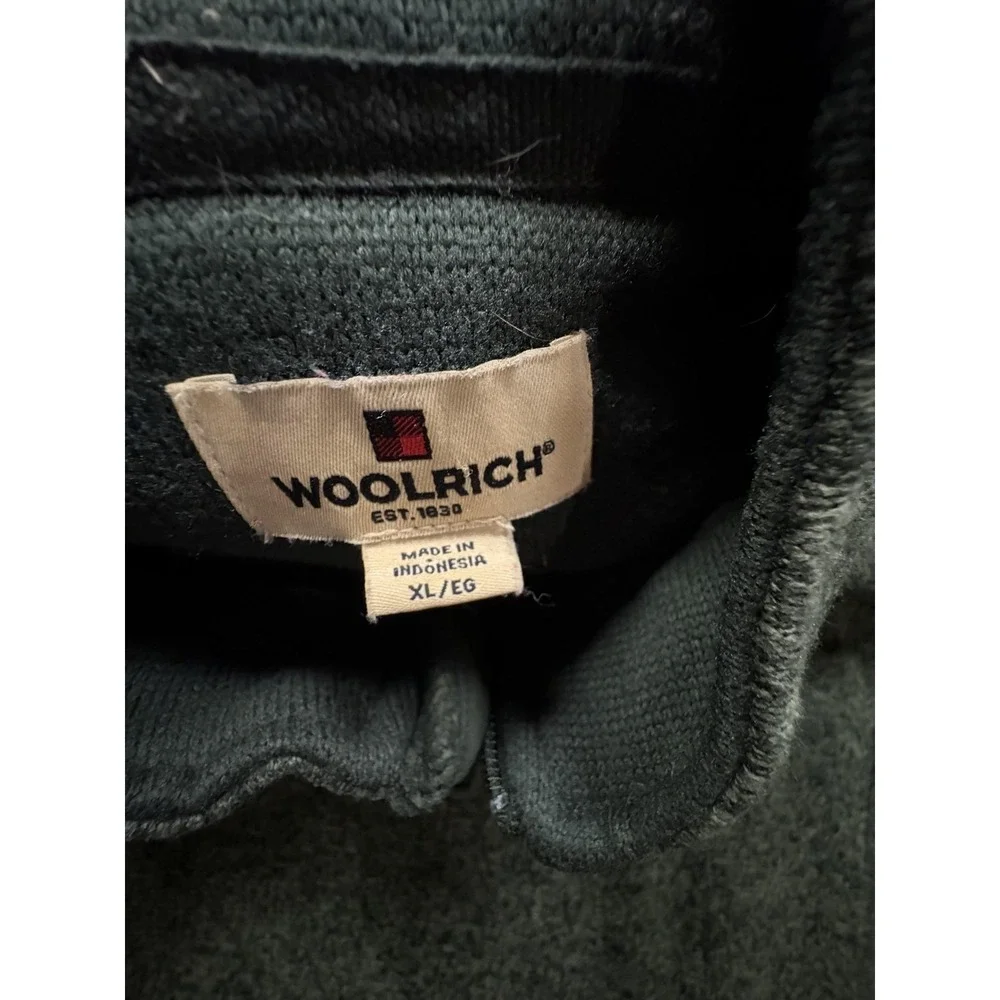 Woolrich Sweater Mens XL Green Fleece Quarter Zip Mock Neck Pullover‎ Zip Pocket